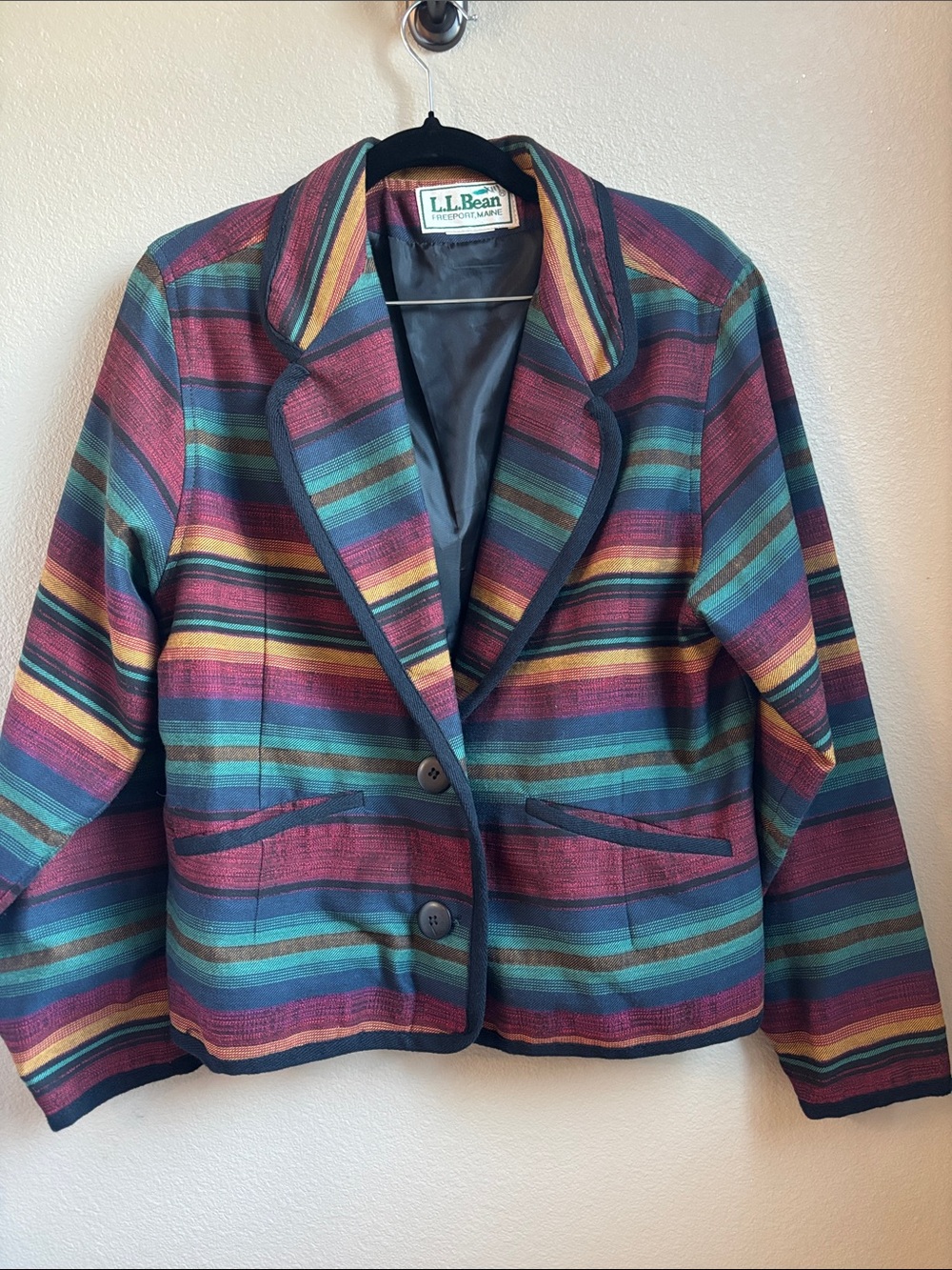 L.L.Bean Multicolor Southwestern Striped Blazer Small